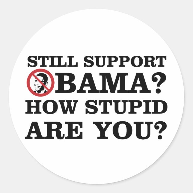 Still Support Obama? How Stupid Are You? Classic Round Sticker (Front)