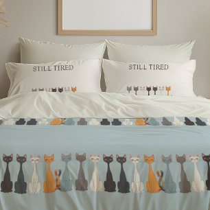 Still Tired Cats - Blue Cat Mom Graphic Reversible Pillowcase