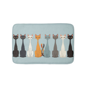 Still Tired Cats - Cat Mom Lover - Blue Graphic Bath Mat