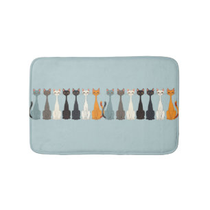 Still Tired Cats - Cat Mom Lover - Blue Graphic Bath Mat