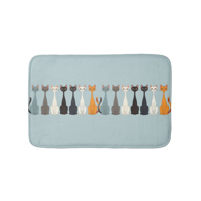 Still Tired Cats - Cat Mom Lover - Blue Graphic Bath Mat (Front)