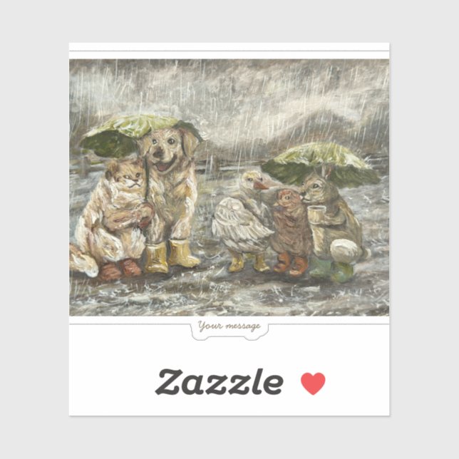 Still Together Whimsical Farmhouse Animals Rainy  (Sheet)
