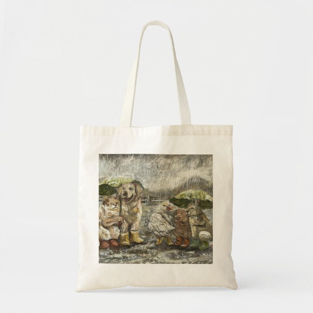 Still Together Whimsical Farmhouse Animals Rainy  Tote Bag (Front)