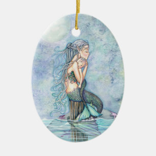 Still Waters Mermaid Mother and Infant Baby Shower Ceramic Tree Decoration
