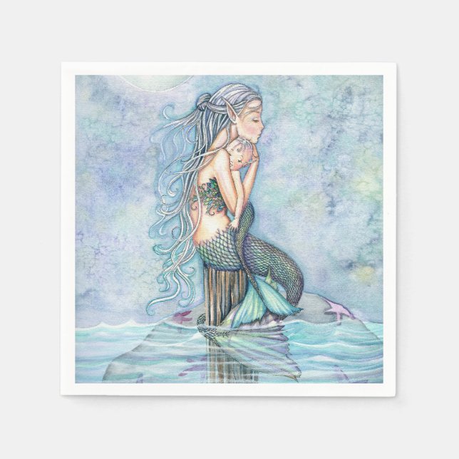 Still Waters Mermaid Mother and Infant Baby Shower Napkin (Front)
