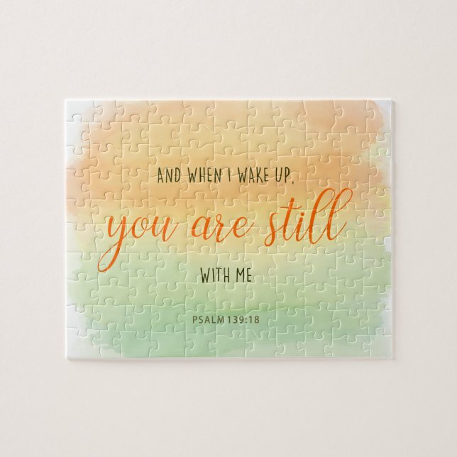 still with me Psalms Bible Quote Watercolor Jigsaw Puzzle (Horizontal)