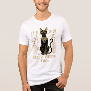 Still Worshipping Cats – Egyptian Cat Hieroglyphic Tri-Blend Shirt