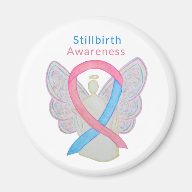 Stillbirth Awareness Ribbon Angel Art Magnets (Front)