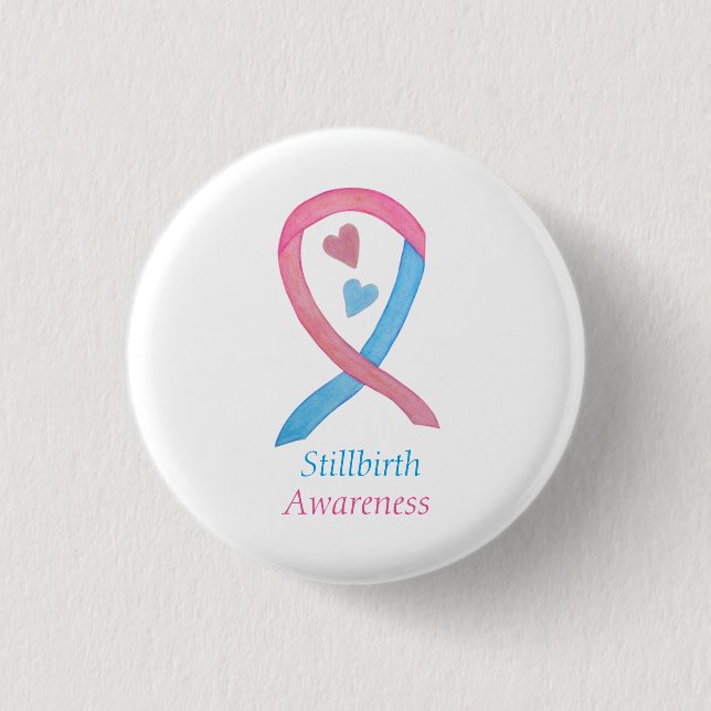 Stillbirth Awareness Ribbon Custom Art Button (Front)