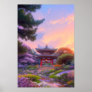 Stillness and Grace in the Japanese Shrine Poster