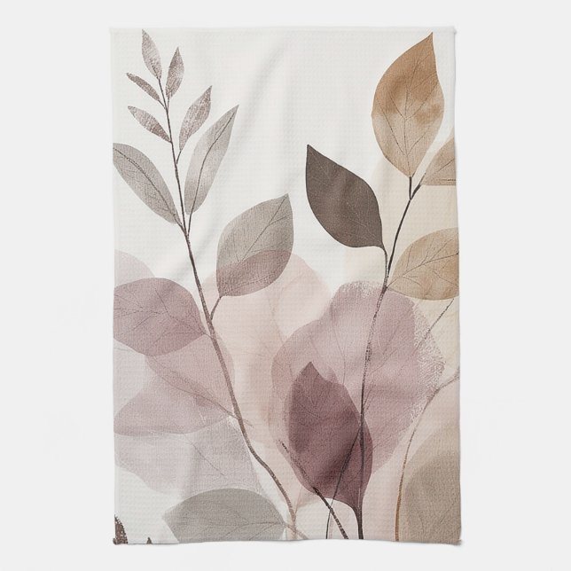 Stillness in Motion Warm Minimalist Design Tea Towel (Vertical)