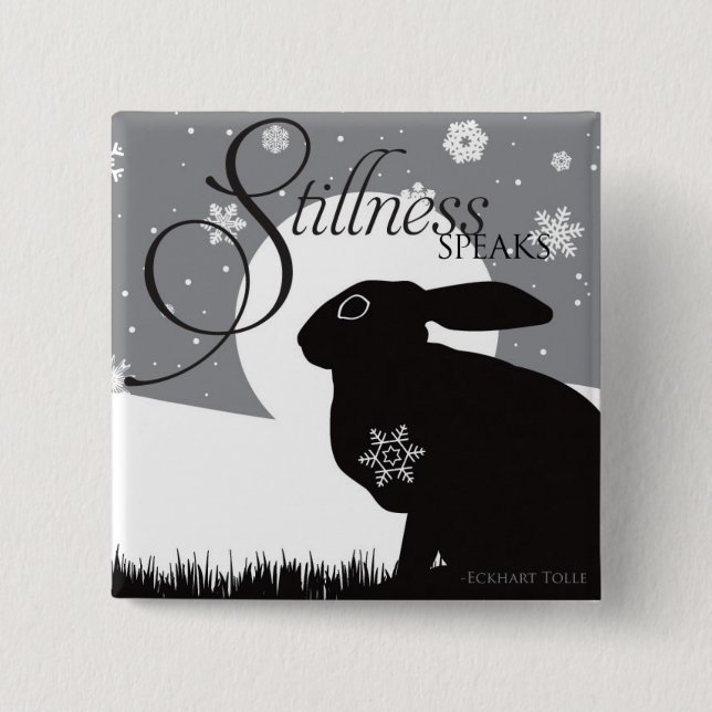STILLNESS SPEAKS 15 CM SQUARE BADGE (Front)