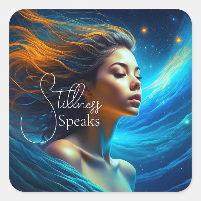 Stillness Speaks | Meditation Celestial Art Square Sticker (Front)