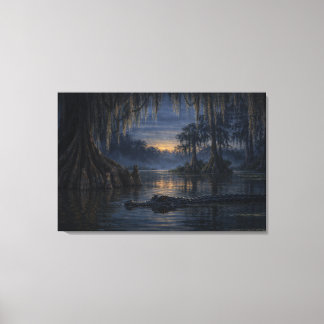 Stillwater Gator | Bayou Wildlife Art | Stretched  Canvas Print