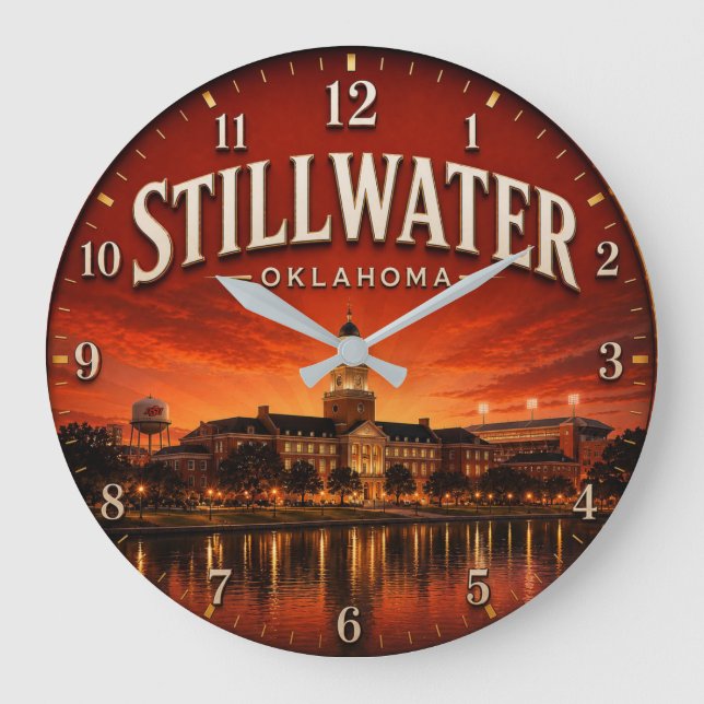 Stillwater Oklahoma college town  Large Clock (Front)