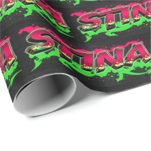Stina Vorname Name Graffiti red green Wrapping Paper