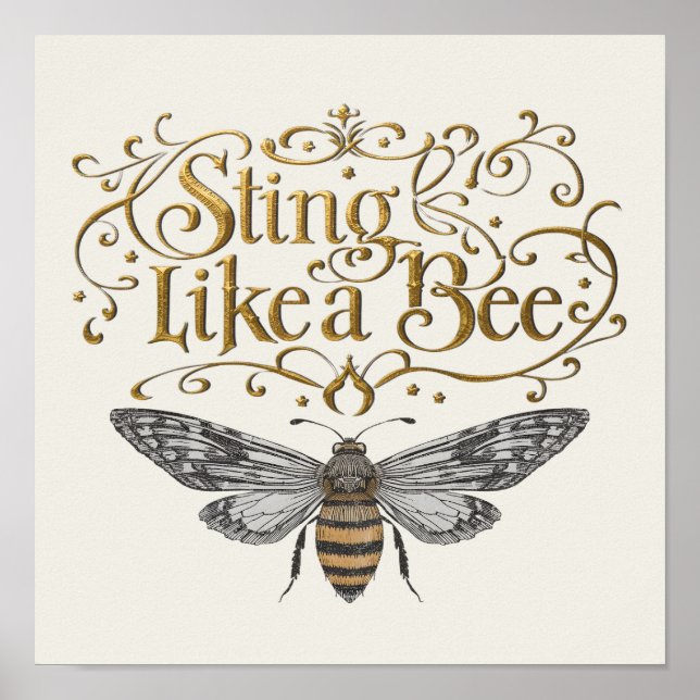 Sting Like A Bee Vintage Fairytale Girl Power Poster (Front)