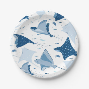 Sting ray manta ray fish pattern paper plate
