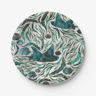 Stingray and Scat fish pattern Abalone Paper Plate
