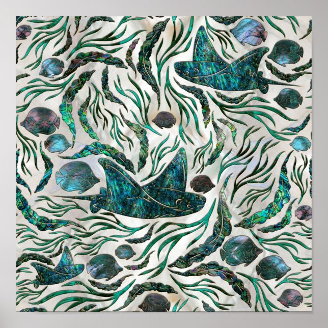 Stingray and Scat fish pattern Abalone Poster (Front)