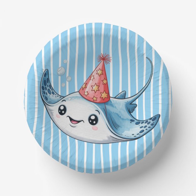 Stingray Birthday Party  Paper Plate (Front)