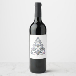 Stingray Christmas Tree Santa Hat Christmas Lights Wine Label