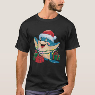 Stingray Fish Xmas Lighting Santa Hat Stingray Chr T-Shirt