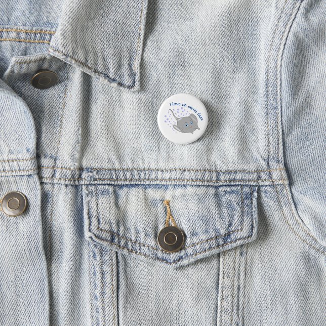 stingray grey cartoon 3 cm round badge (In Situ)