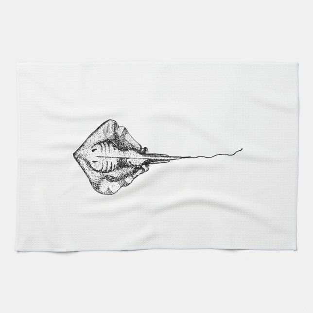 Stingray Illustration Tea Towel (Horizontal)