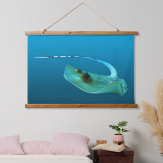 Stingray in motion! Gradient blue background |  Hanging Tapestry