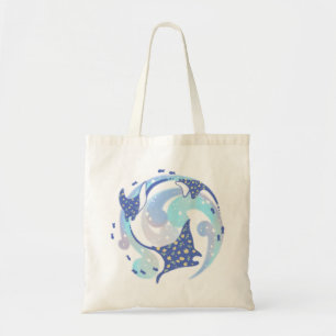 Stingray in Ocean Illustration Tote Bag