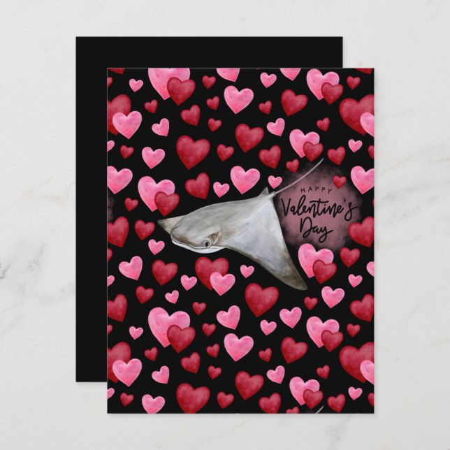 Stingray Love Valentine's Day Card in Black (Front/Back)