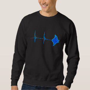 Stingray Manta Ray Heartbeat Ekg Pulseline Sea Lif Sweatshirt
