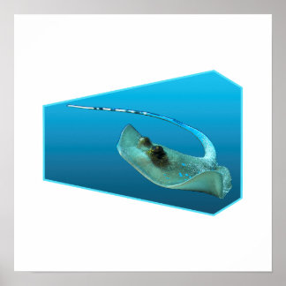 Stingray moving! Design gradient blue background | Poster