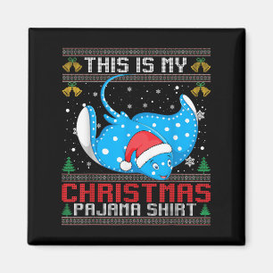 Stingray Santa Hat Matching Ugly Christmas Pajama Magnet