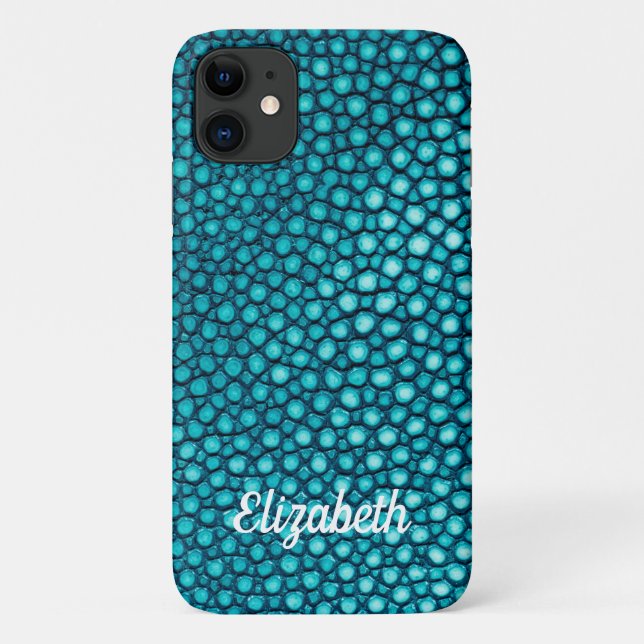 Stingray Skin Turquoise Print Name Personalised Case-Mate iPhone Case (Back)