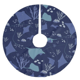 Stingray Underwater Blue Christmas Brushed Polyester Tree Skirt