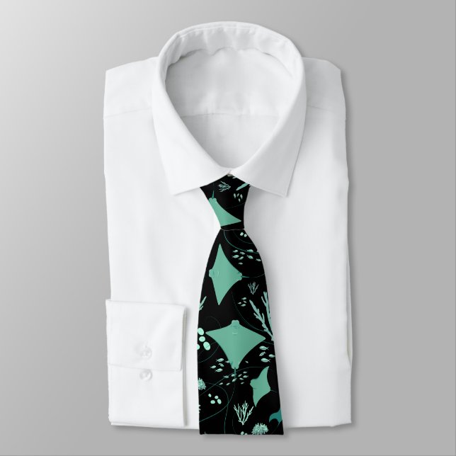 Stingrays and Fishes Underwater Print Tie (Tied)
