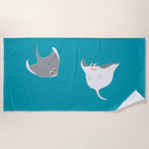 Stingrays Cartoon Beach Towel