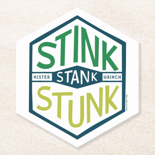Stink Stank Stunk Badge Paper Coaster (Front)