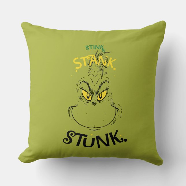 Stink Stank Stunk Mister Grinch Quote Cushion (Front)