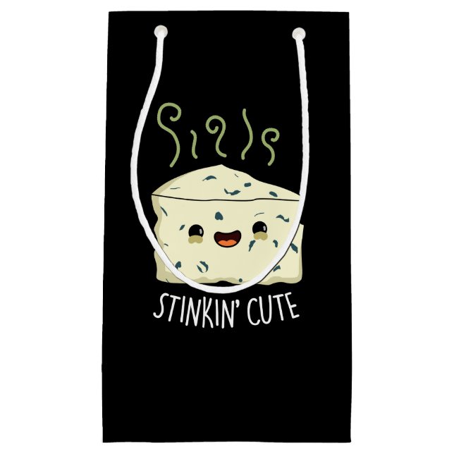 Stinkin Cute Funny Cheese Pun Dark BG Small Gift Bag (Front)