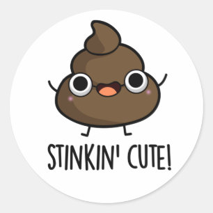 Stinkin Cute Funny Poo Pun  Classic Round Sticker