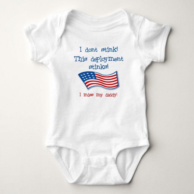 stinky-deployment baby bodysuit (Front)
