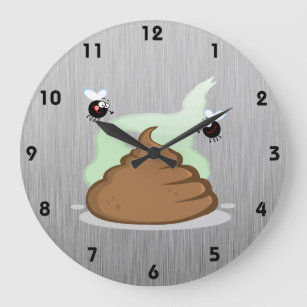 Stinky Poo; Metal-look Large Clock
