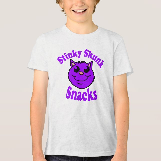 Stinky Skunk Snacks Tri-Blend Shirt (Front)