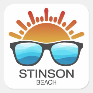 Stinson Beach California Sunglasses Square Sticker