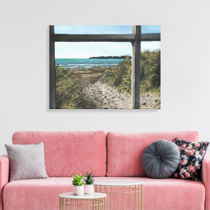 Stinson Beach Watercolor Painting California Canva Canvas Print