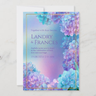 Stippled Lavender Hydrangea Watercolor Gold Frame Invitation