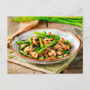 Stir Fried Asparagus with Mushrooms Holiday Postcard